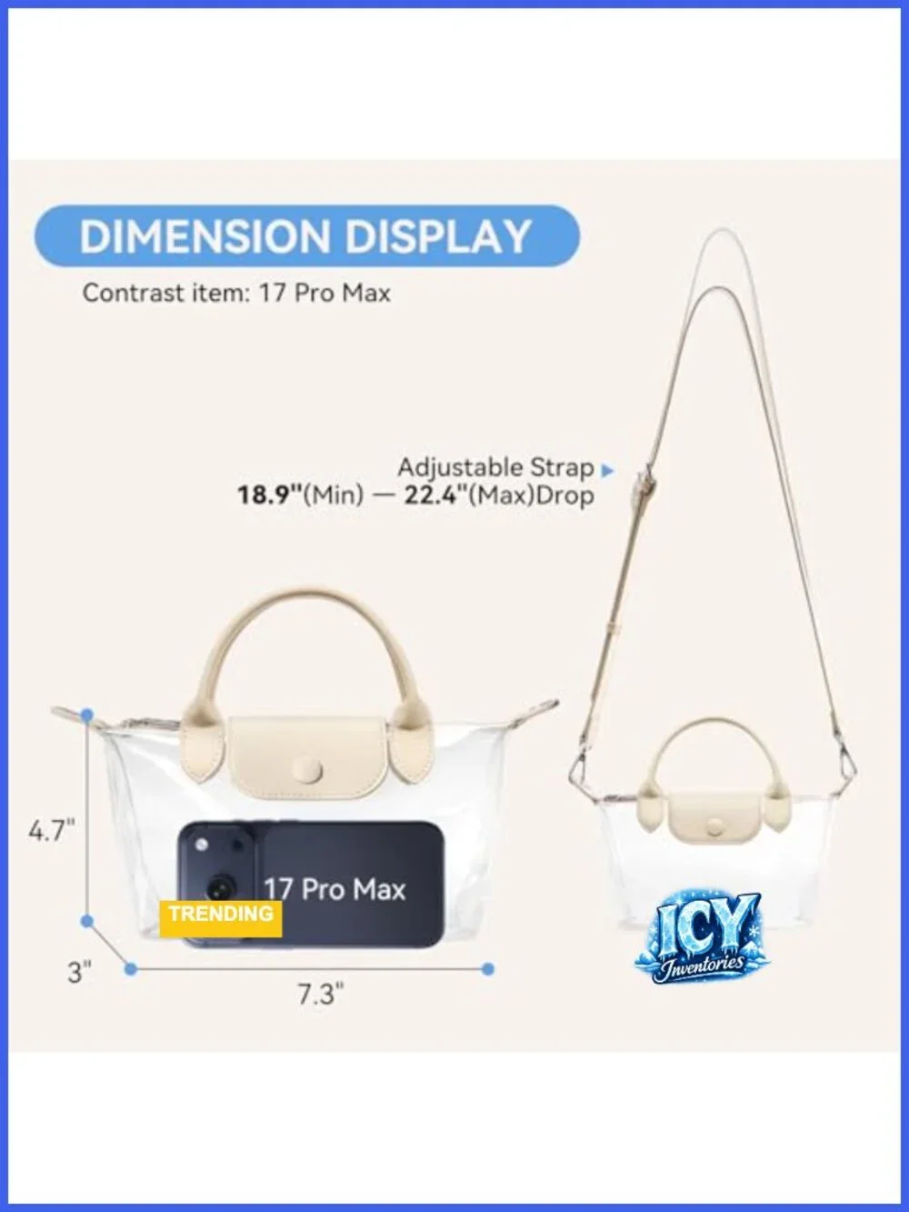 Stadium Approved Clear Crossbody Purse Waterproof PVC Concert Bag